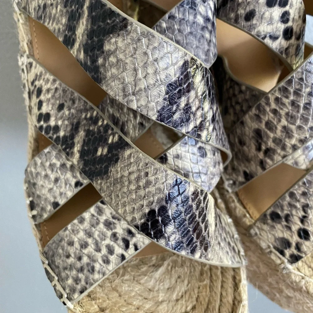 Marc Fisher Wedges Size 8.5 Espadrille Snake Print Leather Platform Mlalenni